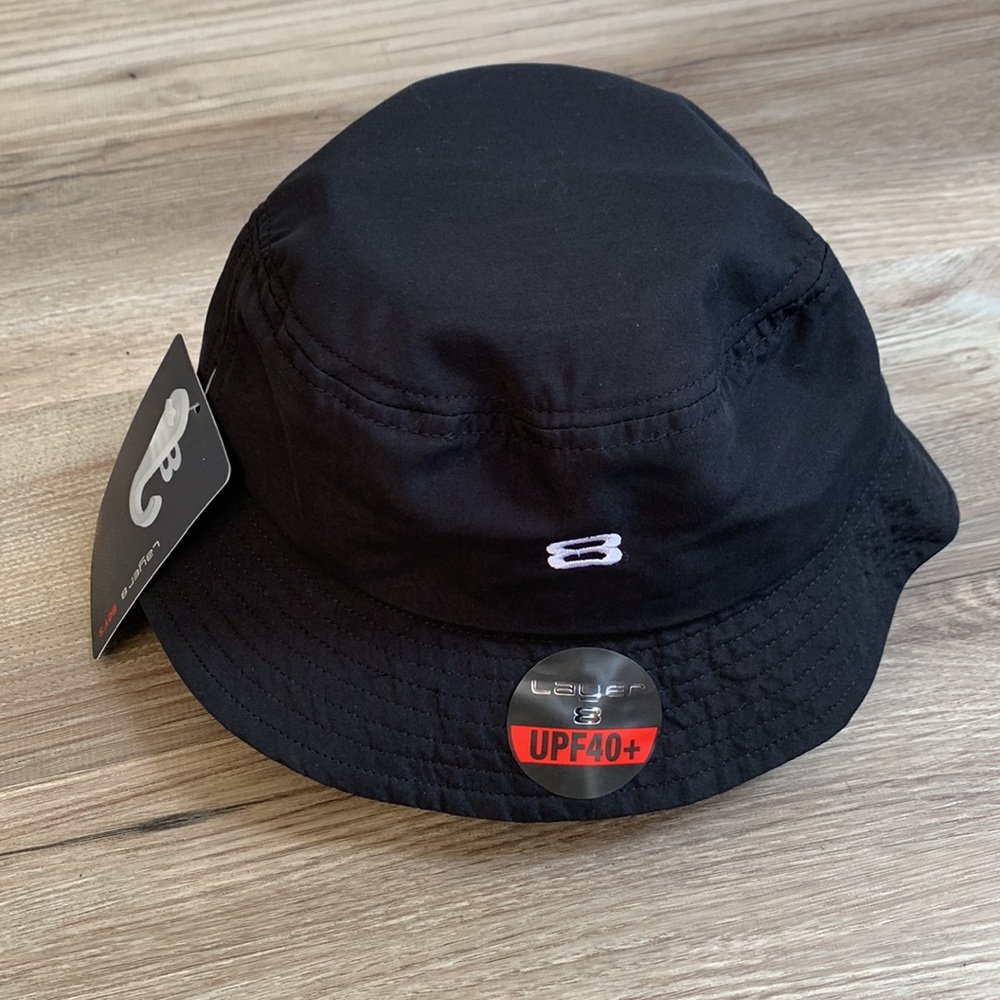 Layer 8 Toddler Bucket Hat Black with Chin Strap UPF 40+ Protection 🆕 Layer8 UV